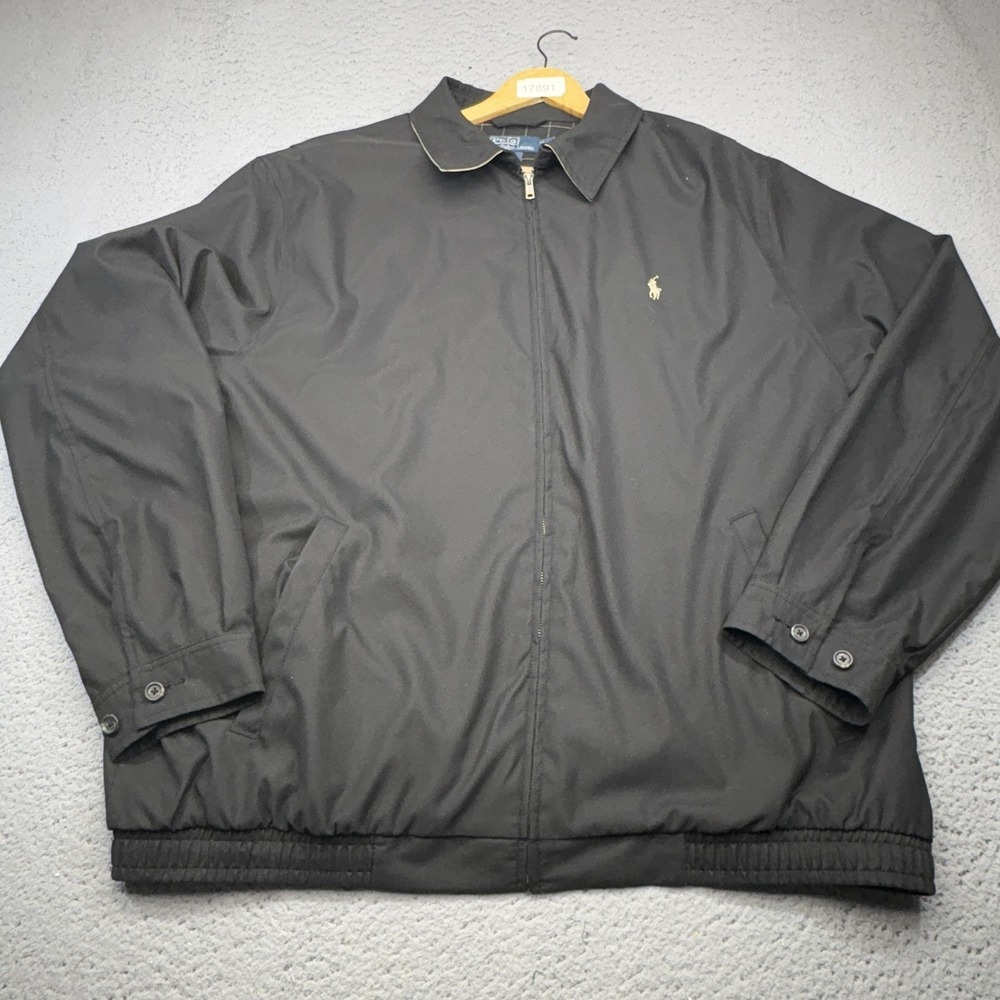 Polo Ralph Lauren Jacket Men 2XLT Black Bi-Swing Full Zip Lined Pony Bomber Golf